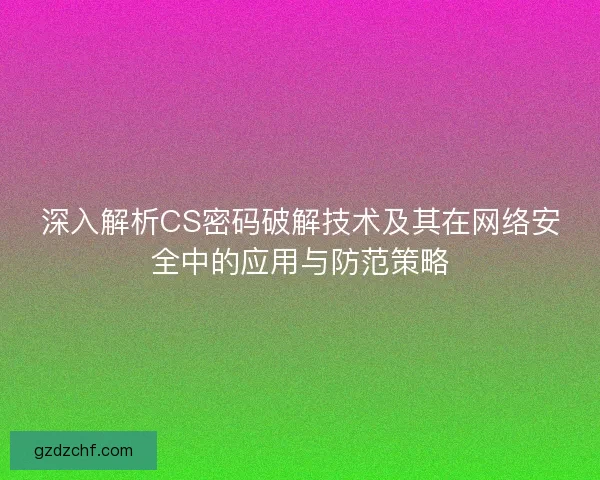 深入解析CS密码破解技术及其在网络安全中的应用与防范策略